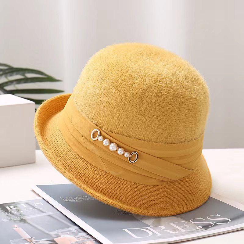 French Style Wool Bucket Hat Elegant Lightweight Warm Basin Hats Classic Coldproof Fisherman Cap for Women Autumn & Winter