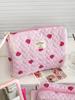 Cute Strawberry Women's Stripe Cosmetic Bags Travel Portable Ladies Clutch Purse Storage Bag Makeup Case Cosmetic Organizer