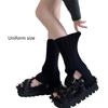 Women's Aesthetic Solid Color Leg Warmers with Side Split Ribbed Knit Boot Covers Footless Socks for Everyday Wear