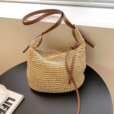 Borsa in tessuto Retro Sen Grass per le donne 2023 Borsa in tessuto ad alta capacità per il tempo libero Borsa a tracolla per vacanze al mare alla moda Borsa da donna