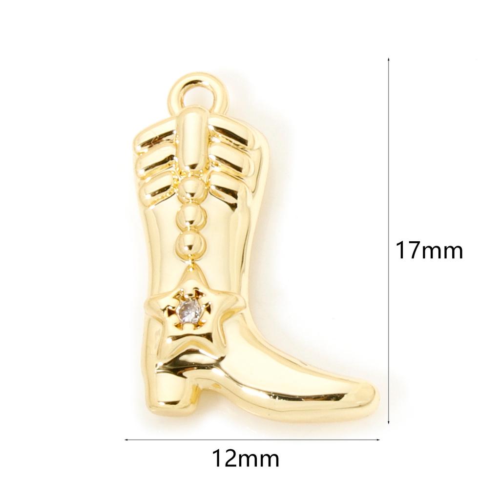 1/2 Piece Brass West Cowboy Charms Pendants Boots Horseshoe 18K Gold Color Metal For DIY Making Supply Necklace Jewelry Findings