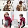 [Uccellino] Two-tone Large Stole/Scarf, Thick, Cashmere-like, Washable, Cold Weather Shawl/Throw, Reversible (Beige X Brown)