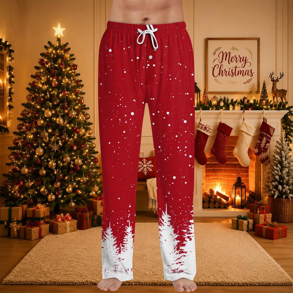Men's Christmas Printed Pajama Pants for Casual Sleep