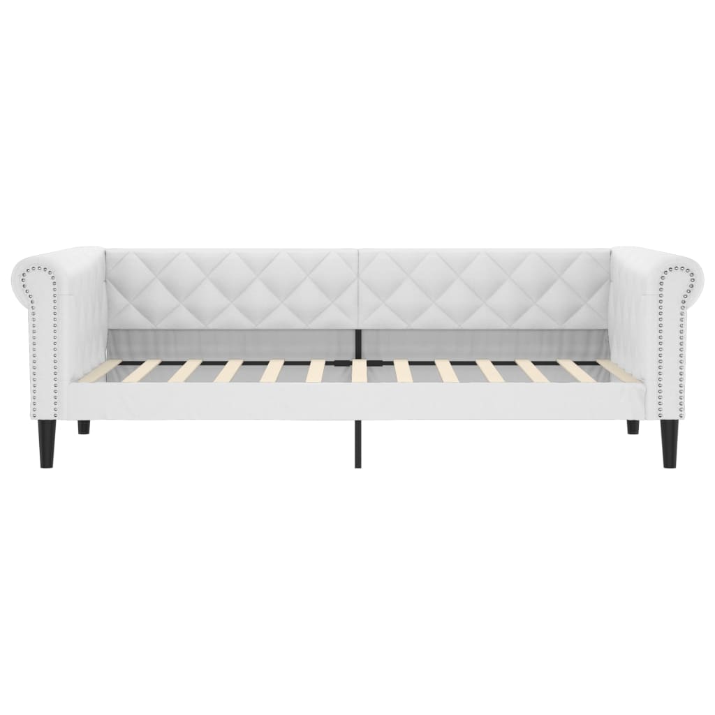 Daybed Extendable White 90x200 cm Faux Leather