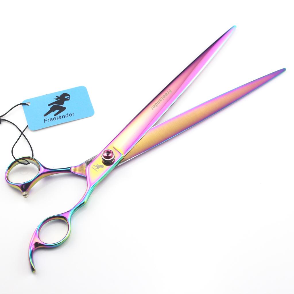 440C 10-Inch Pet Scissors, Color, Hand Shape, Straight Scissors, Pet Grooming Scissors, Foreign Trade Goods, Free Leather Bags.