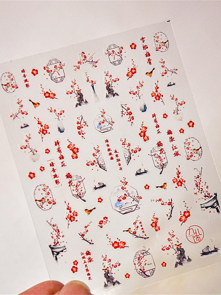 1pcs 5D Nail Art Stickers Soft Relief Freesia Peony Tulip Flower Embossed Mixed Petal Leaf Self Adhesive Nail Decorations