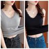 Modal Cotton V-Neck Lace Trim Ribbed Tank Top - Slim-Fit Versatile Camisole for Spring/Summer