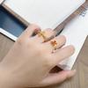Medieval Court Style Retro Orange Red Full Diamond Zircon Ring Women'S Light Luxury Advanced Sense Index Finger Ring