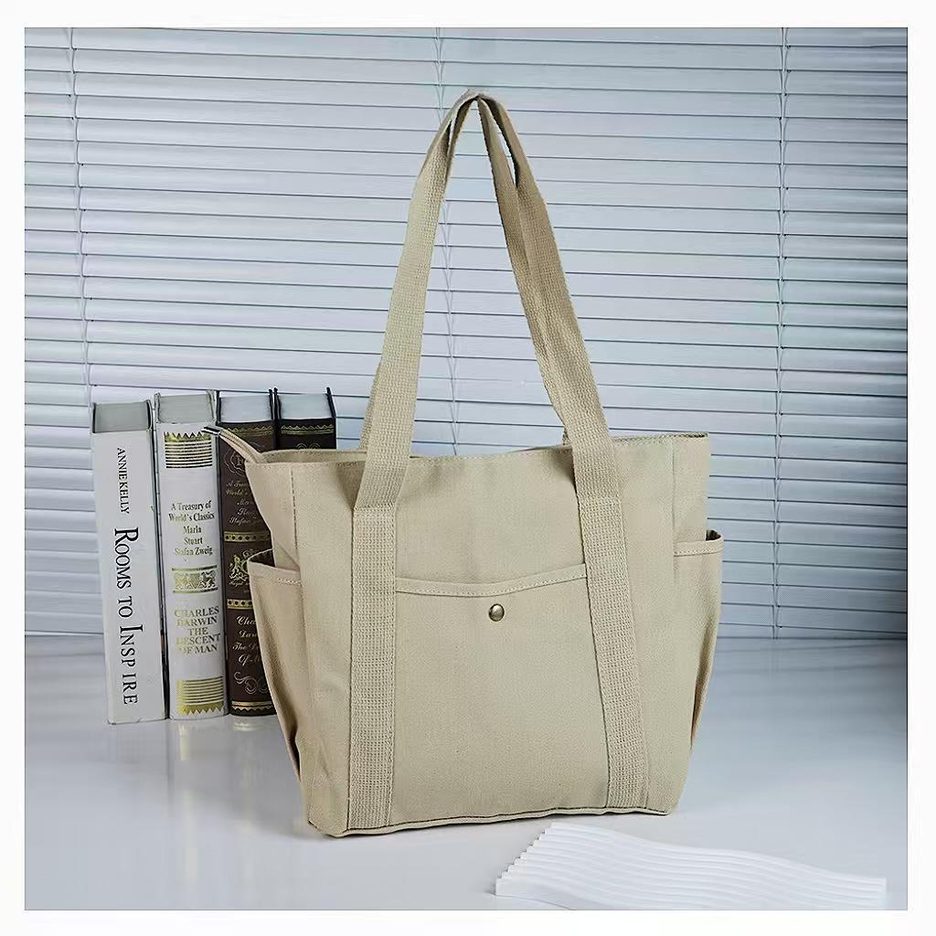 Versatile Large Capacity Canvas Tote: Commuting, Work, or Student Style Single Shoulder Bag