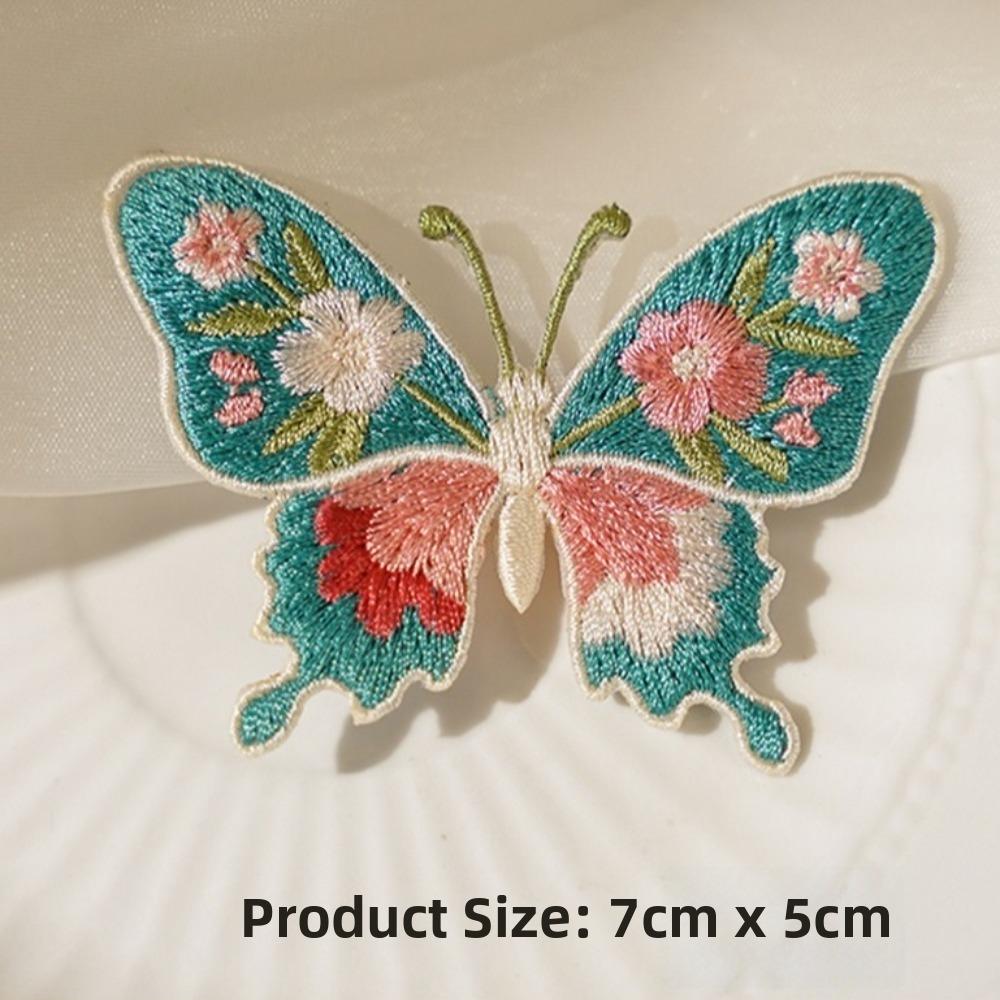2pcs Heat Transfer Flower Patches Embroidery Design Butterfly Patches For Clothing Accessories