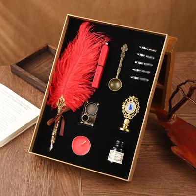 Feather Pen Set, Calligraphy Practice, Dipping Pen, Pen Gift Box, Student Gift, June 1 Gift.