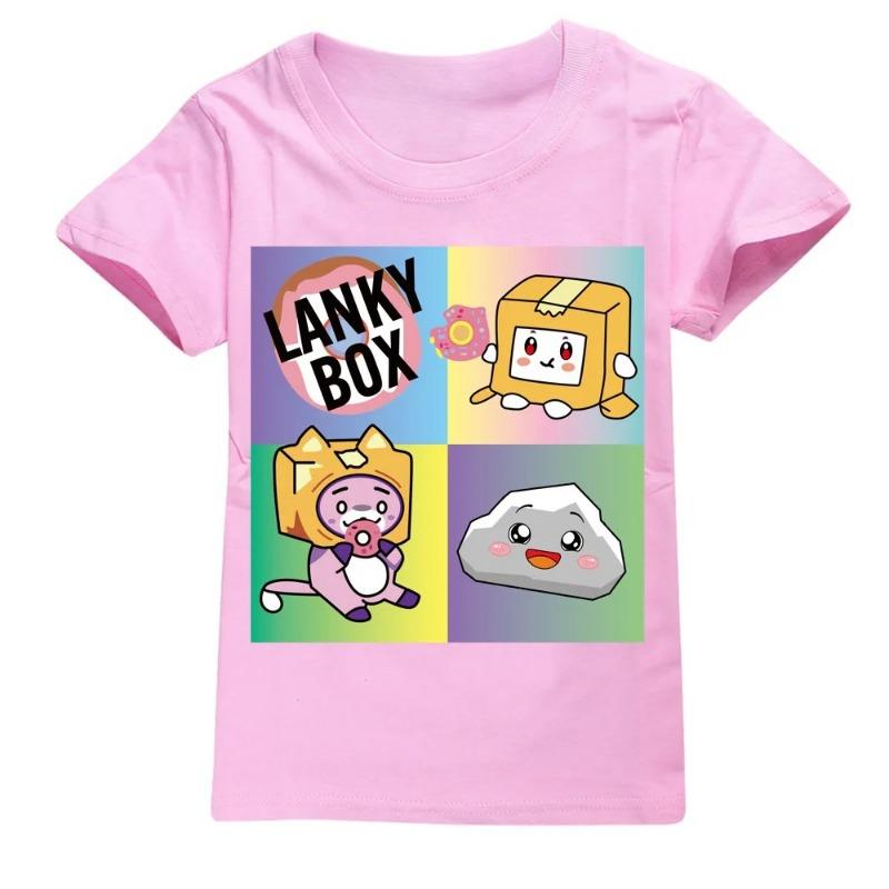 Kawaii Boys T-shirt Cartoon Lanky Box Cute Print Short Sleeve Girls Clothes Summer Casual Fashion Funny Cotton Children Tops Tee