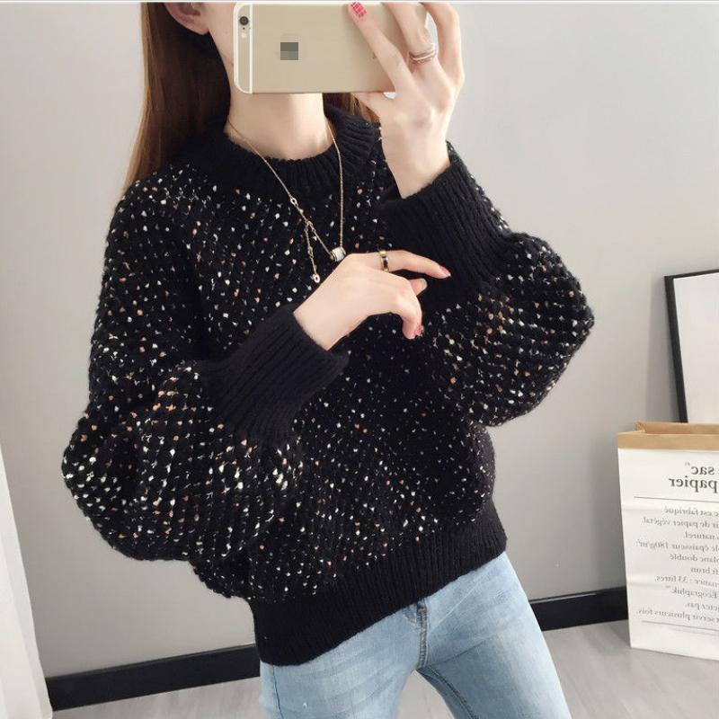 Women Pullover Sweater Autumn and Winter New Round Neck Bottomed Knitted Sweater Loose Wear Long Sleeve Pullover Sweater Female