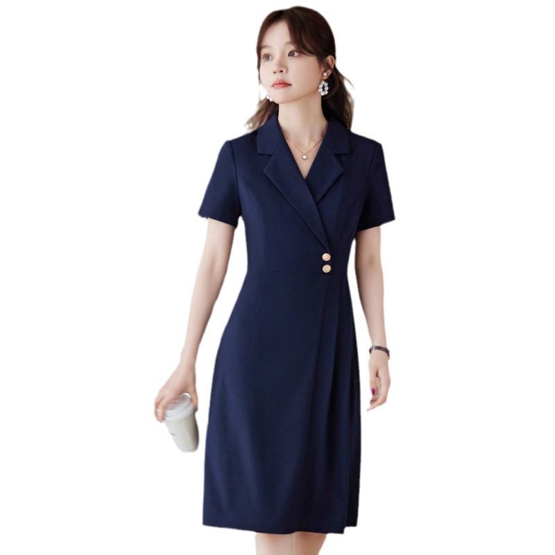Premium Black Suit Dress for Women - Spring/Autumn Professional Goddess Style Salon Workwear