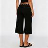 Women Slim Fit Flared Capri Pants Seven Quarter Length Casual Streetwear Sport Trousers with Waist Eyelet Detail