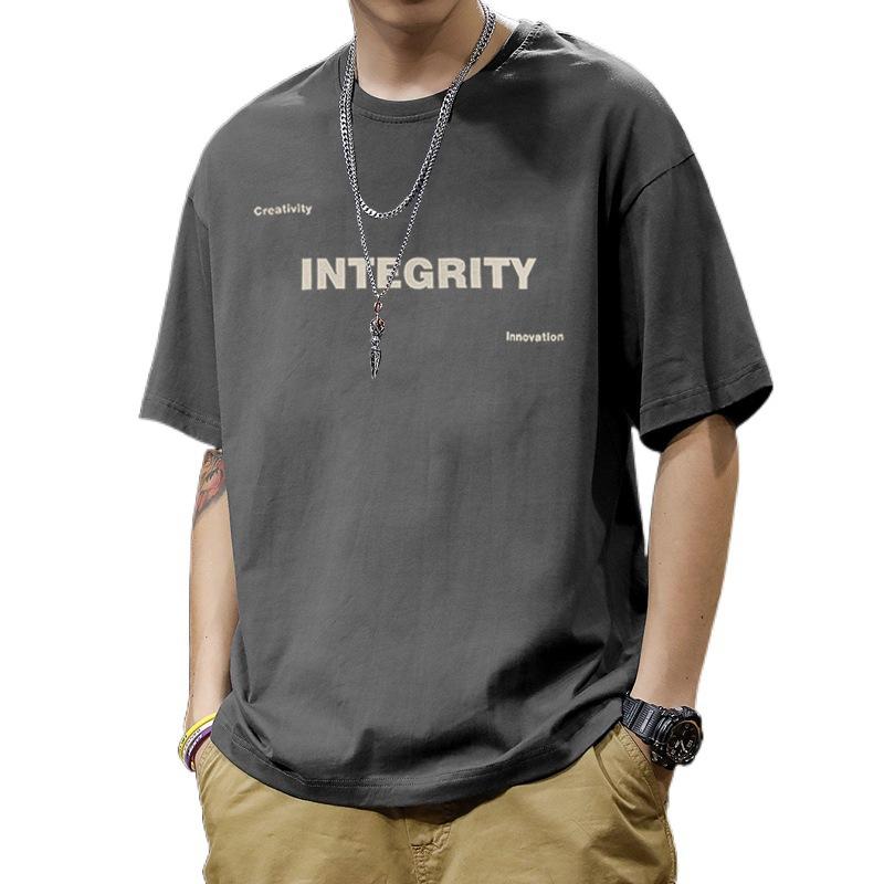 T-shirt Men's Short Sleeved Trendy Versatile Letter Printed Half Sleeved T-shirt Summer Loose Round Neck Casual Top
