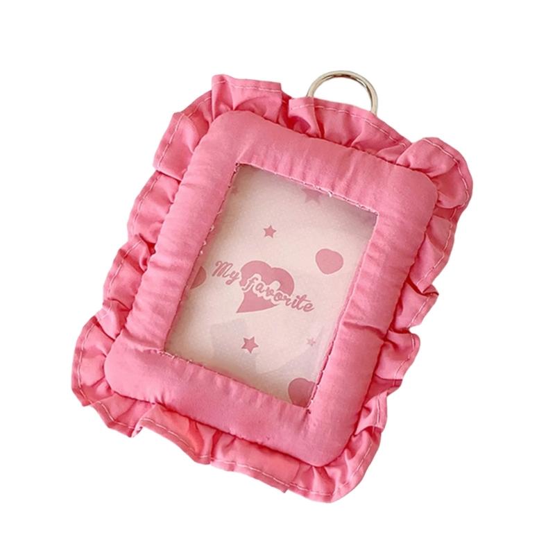 

Cute Cloth Pillow Photo Holder Keychain For 3 Inch Photocard Cards Portable Wall Decoration Travel Accessory гарячі рожевого кольору