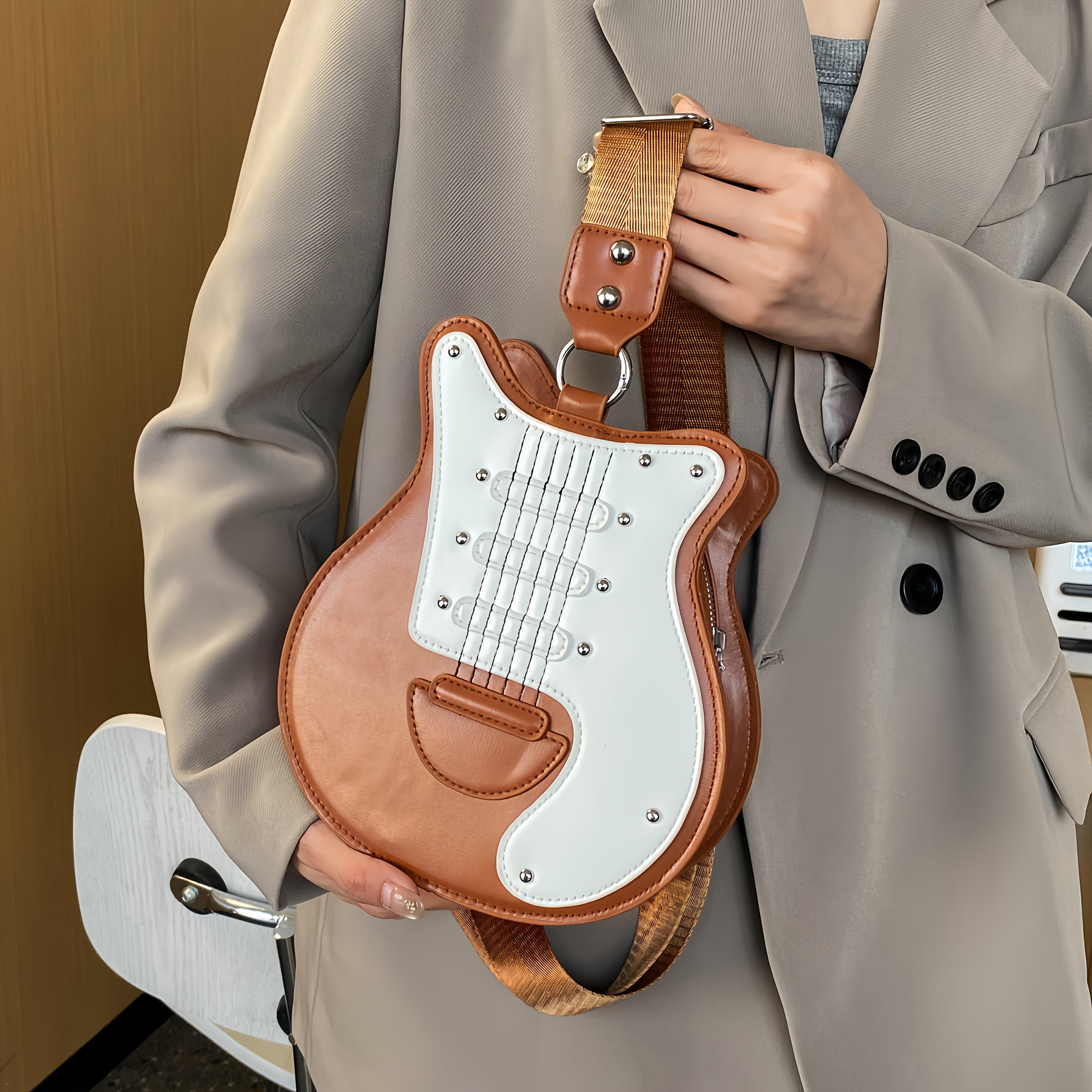 

Cool Style Guitar-Shaped Crossbody Bag, Fashionable Outdoor Work Commute Travel Bag Perfect for Music Lovers, Women s Vintage Style Guitar Bag коричневий