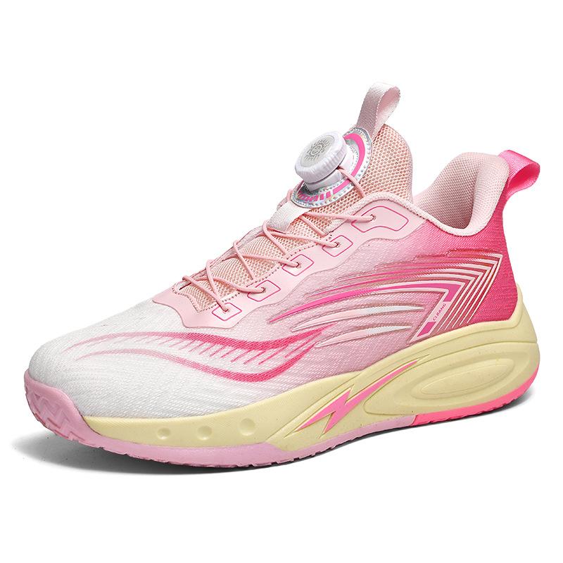 Rotating Button Mandarin Duck Two-color Basketball Shoes Combat Boots Primary and Secondary School Students Sports Training Shoes Youth Sports Shoes