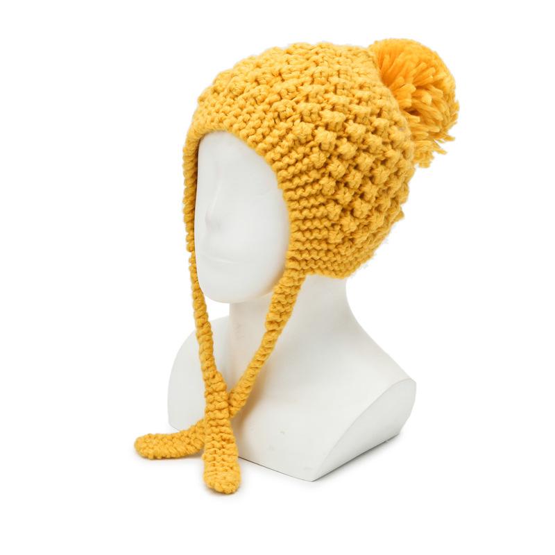 Autumn and Winter Hats for Women In Women's Cute Multi Color Ear Protection Wool Knitted Hat Outdoor Shopping Baotou Warm Cotton Hat