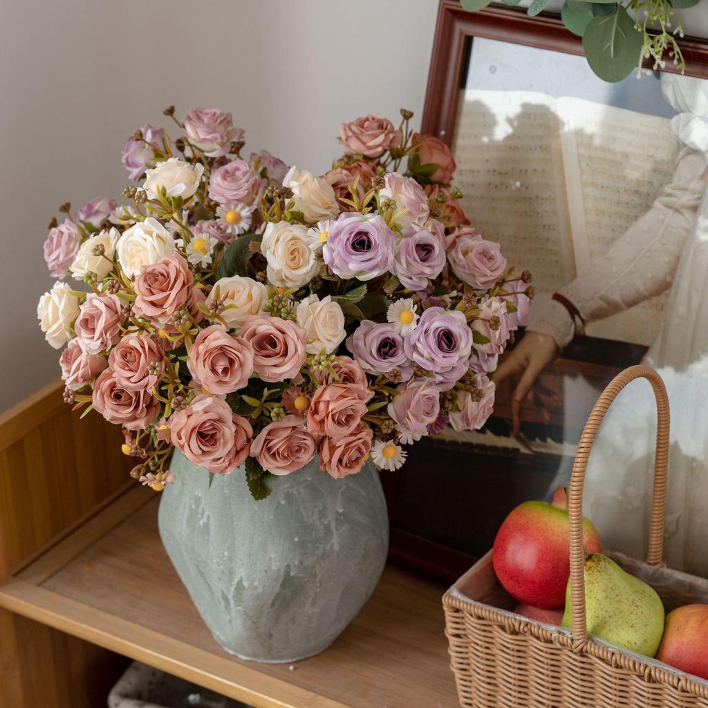 Zhuang Zhou Retro Rose Bunch INS Style Artificial Flowers for Home & Wedding Decor