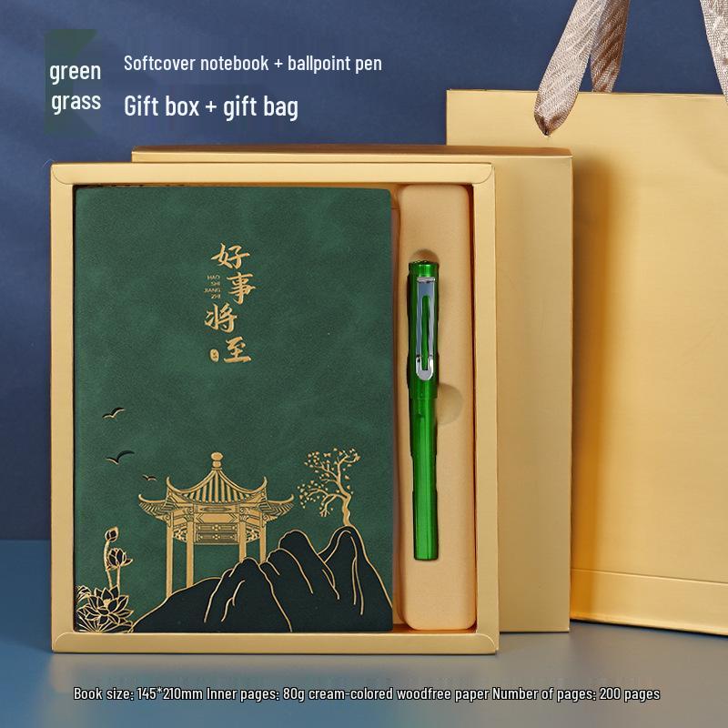 Chinese Style A5 Sheepskin Notebook Gift Set with Custom Logo