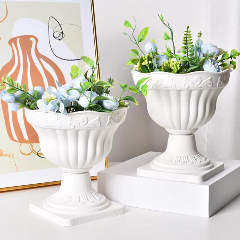 New 1PC Large Outdoor Planter Roman Column Flower Pot Planting Pots Balcony Household White Plastic Porch Decor Flowerpot