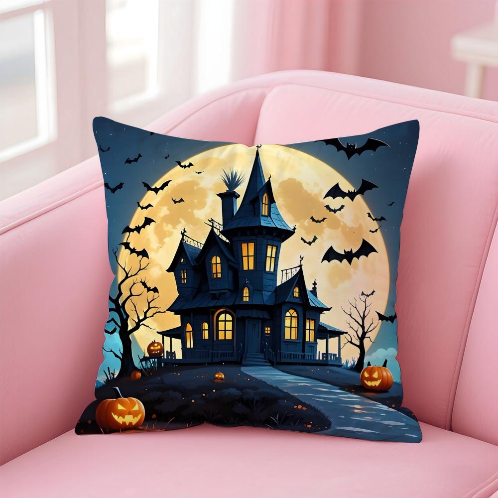 Halloween Cushion Cover Pillowcase Short Plush Invisible Zipper Room Sofa Cushion Cover
