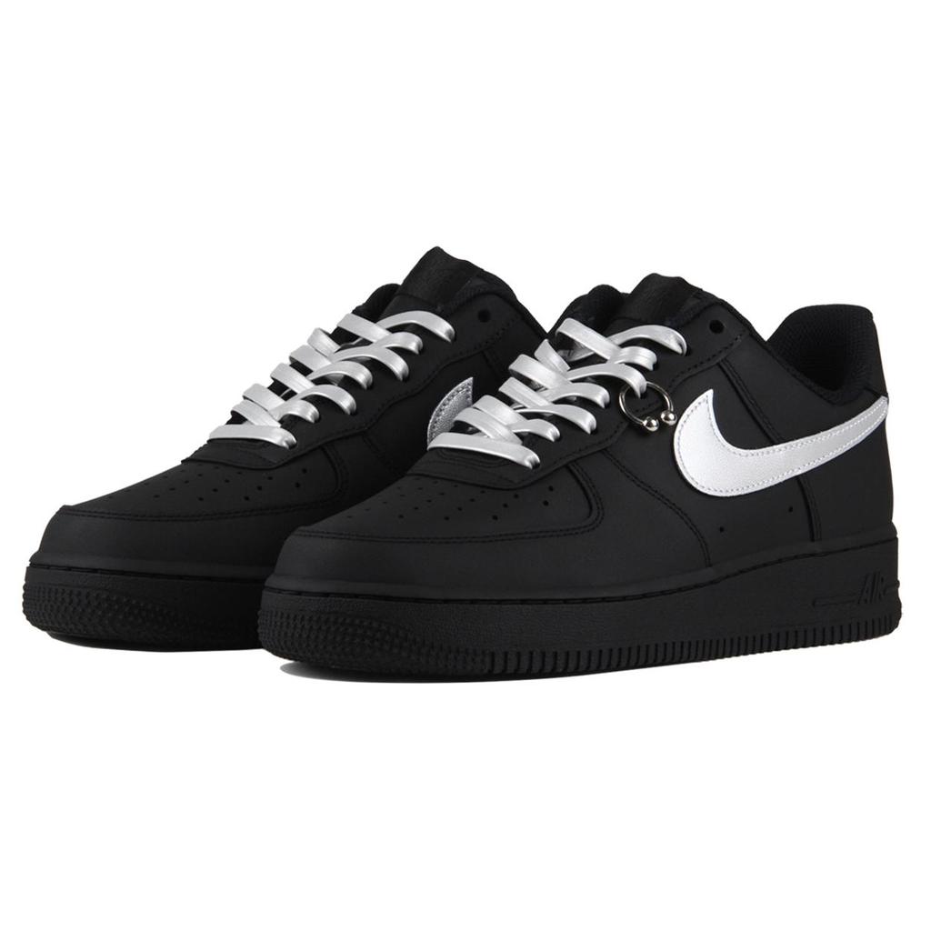 Nike Air Force 1 Coverage Low top Skateboard Shoes Unisex Matte Black Silver CW2288-001(TeamJ-)