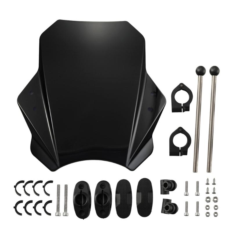 Motorcycle Windshield PC Metal Construction Universal Fitment Wind Noise Reduction Ergonomic Design Easy Assembly