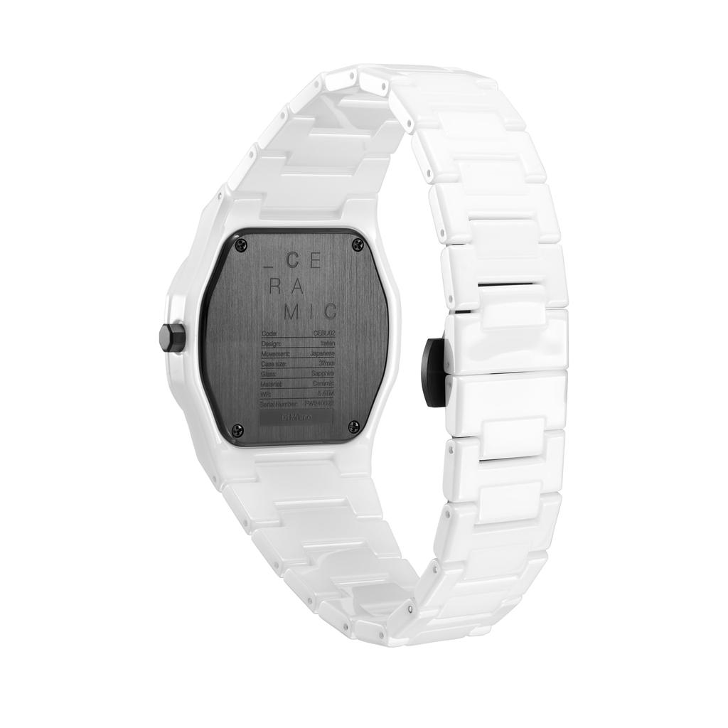 Authorized Distributor [D1 MILANO] D1 Milano Men's Unisex Watch CEBU02 Ceramic Pure White 37mm