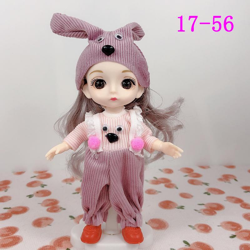 17cm 8-Point BJD Princess Doll with Denim Wedding Dress - 6-Inch Dress-Up Toy Set with Tops and Shorts