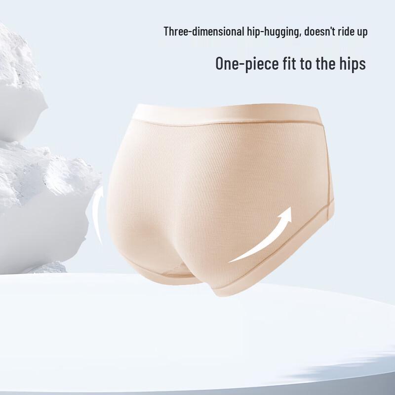 Odifen Women's 60S Modal 5A Antibacterial Seamless Mid-Waist Briefs 3-Pack