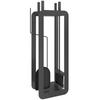 5 Pieces Fireplace Companion Set, Metal Fireplace Accessories Fireside Companion Set with Brush, Shovel, Poker, A Pair of Tongs, Stand, Black