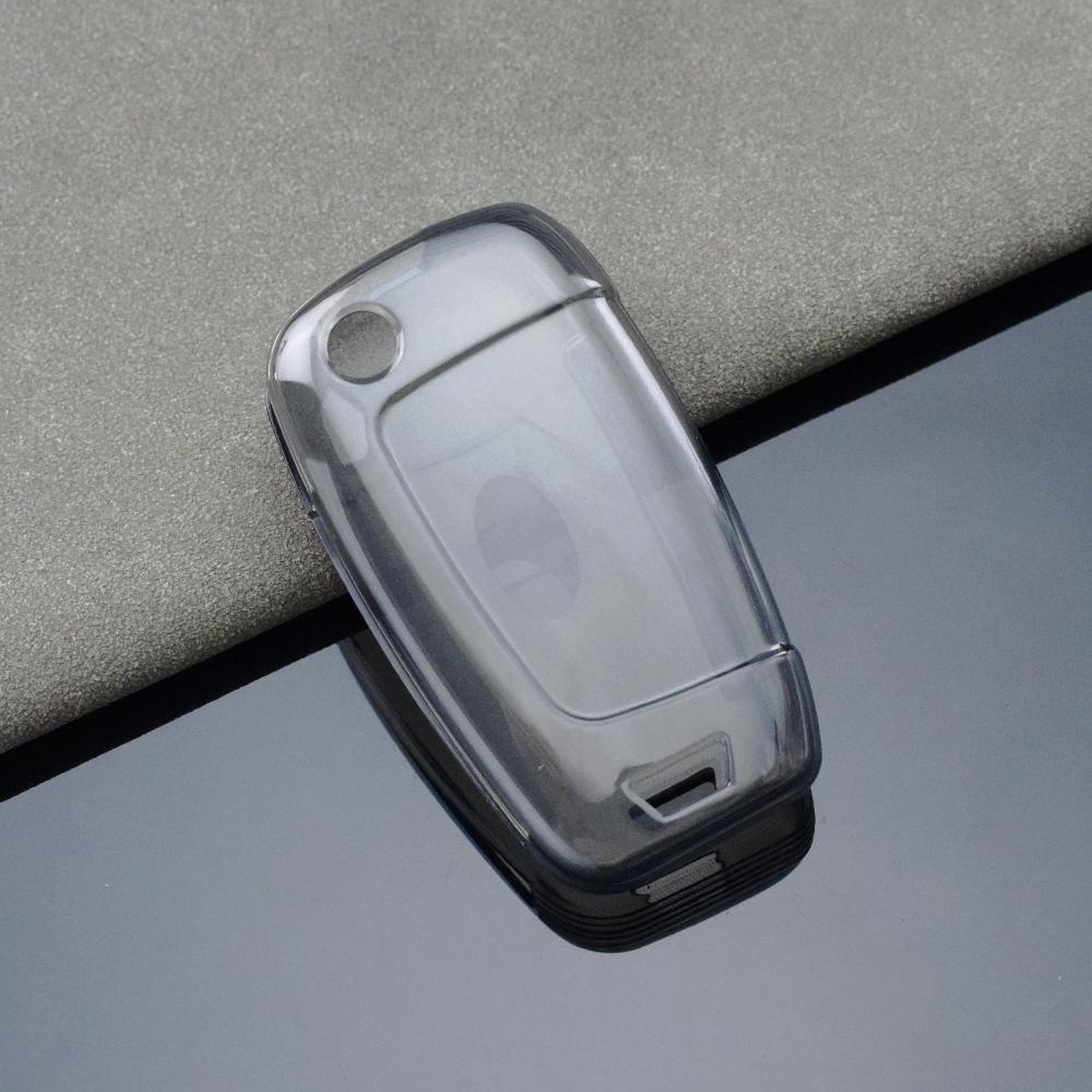

Для Hyundai Elantra Solaris Tucson i30 i35 i40 KONA Genesis Santa Fe Azera Прозрачный чехол для автомобильного ключа из ТПУ, держатель для ключа прозрачный черный