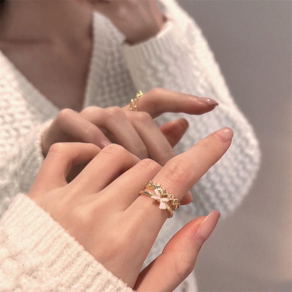 Color Enamel Fritillary Butterfly Ring Women's Open Index Finger Ring New Products