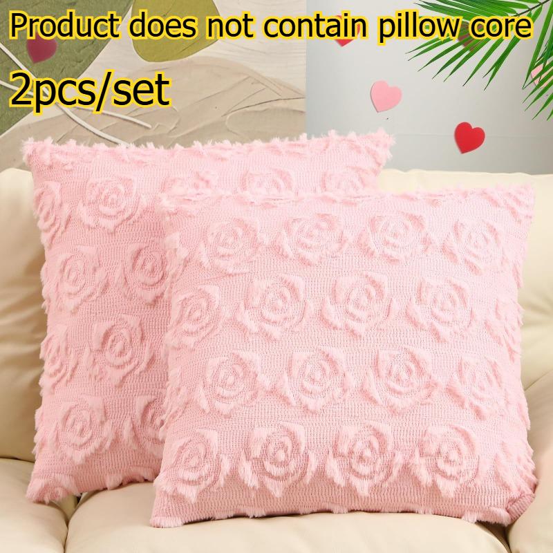 

2pcs/set Pink Rose Flower Embroidery Pillowcase Home Living Room Sofa Cushion Cover Home Decorative Throw Pillow Case 45x45cm 45x45cm розовый