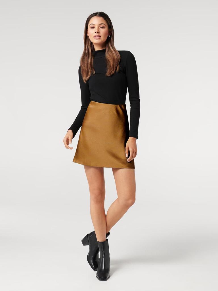 2026 Hochtaillierter Damen Satin A-Linien Minirock mit Reißverschluss