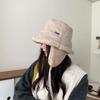 1Pc Bucket Hat Windproof Strap Versatile Lamb's Wool Warm Fisherman Hat Velvet Ear Protection
