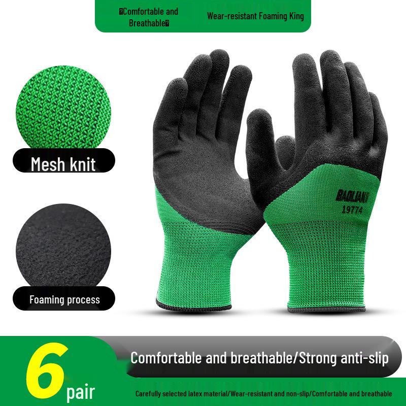 Baolian Anti-Slip Work Gloves - Durable, Wear-Resistant Rubber for Construction & Auto Repair
