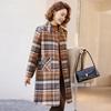 Pasite Women's Mid-Length Plaid Double-faced Wool Coat