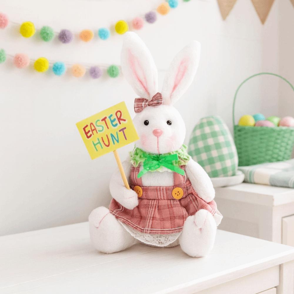 Cartoon Easter Plush Bunny Ornament Cute Doll Rabbit Figurine Decoration Easter Themed Decoration