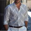New Business Casual Men's Line 3D Printed Shirt Formal Spring and Summer Lapel Long-sleeved XS-5XL Stretch Fabric Shirt 2026