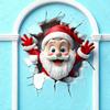 Santa Cracked Wall Christmas Toilet Stickers Self-Adhesive PVC For Bedroom Living Room Bathroom Decoration Toilet Decal Festive