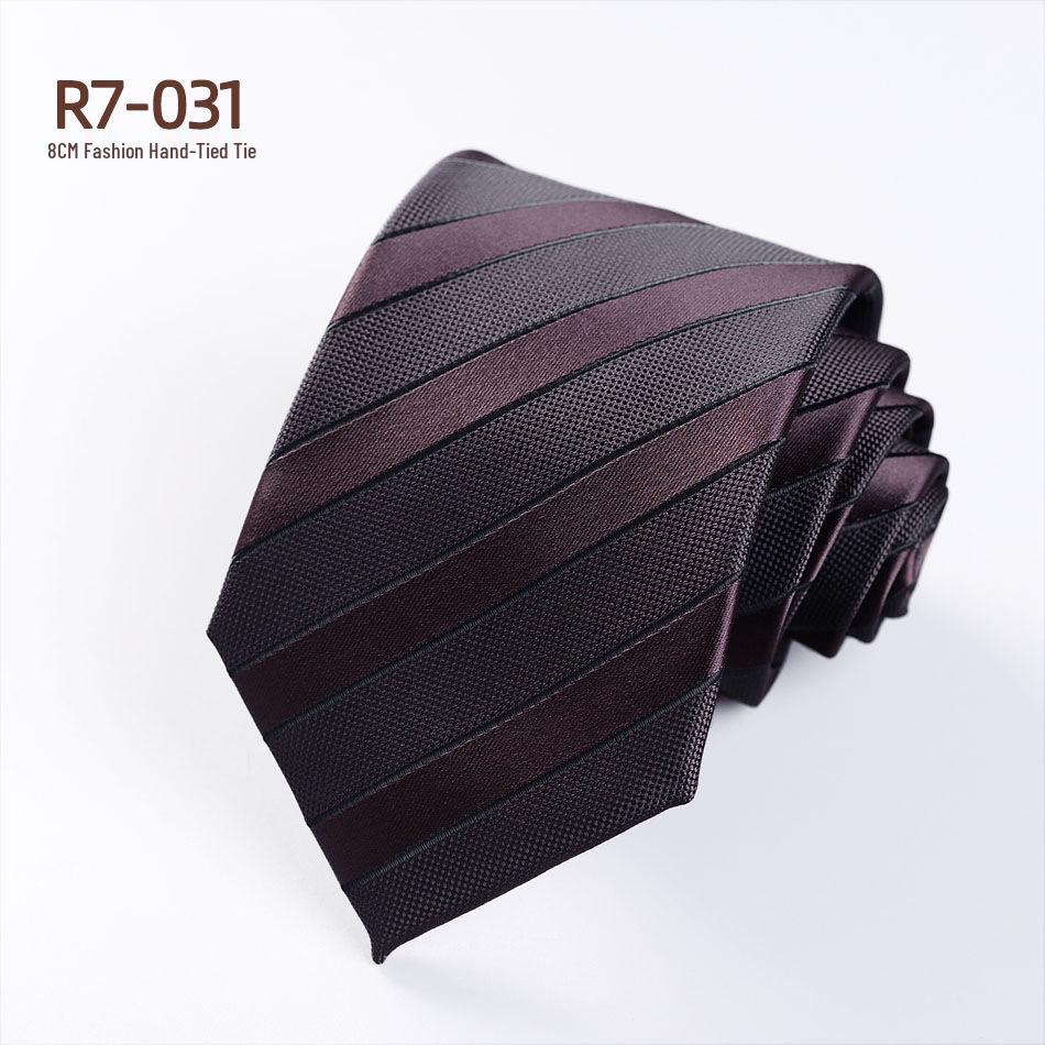 Versatile Retro Striped Tie for Men - Hand-Knotted British Korean Style In Brown, Green, and Blue for Business and Formal Wear.