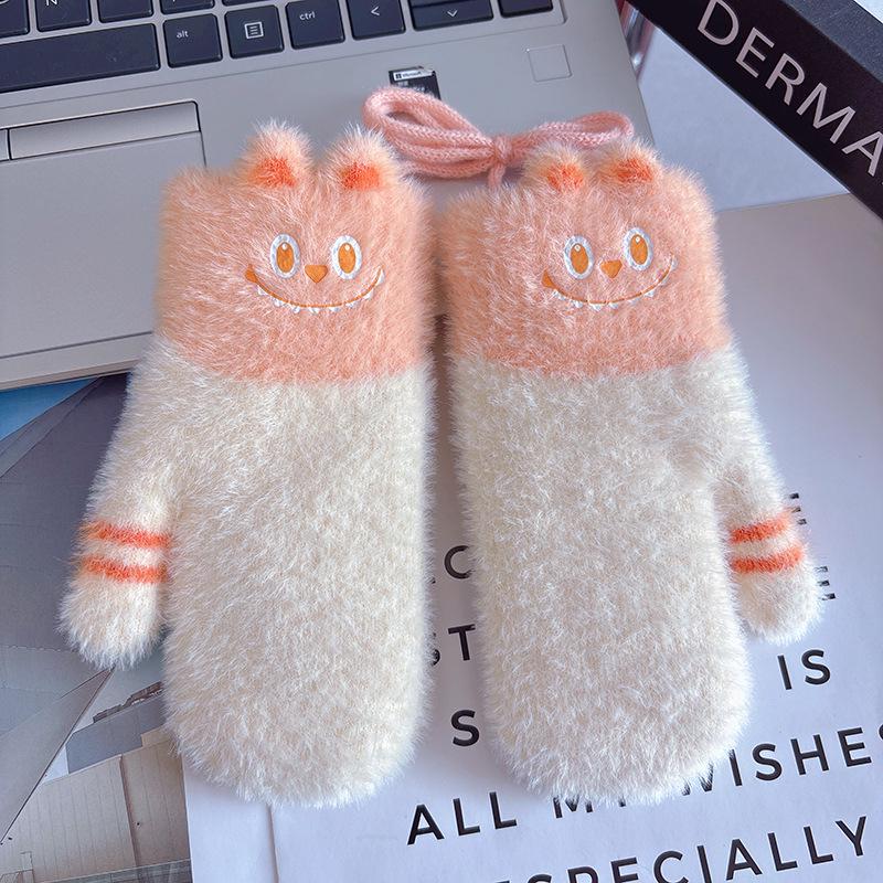 Luvas de Inverno para Crianças com Cordão - Fofas, Grossas, Com Veludo Extra para Idades 3-6, Meninos e Meninas, Proteção Contra o Frio e Calor