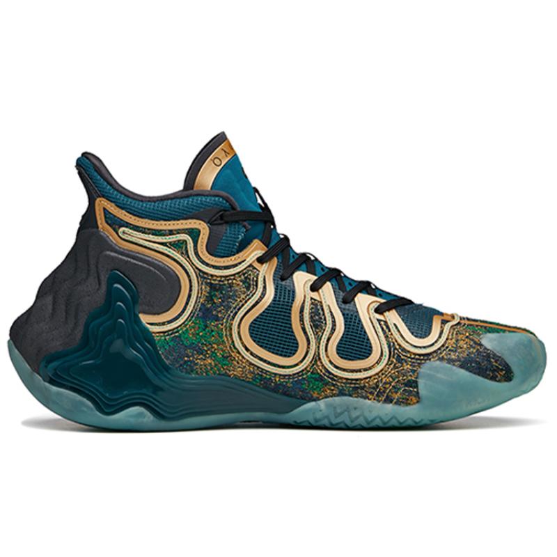 Anta Star Mountain Basketball Shoes Men's High Top Digital Blue/Carbon Gray/Metal Gold Sneakers 112121818A-2