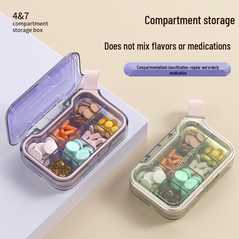 7-Compartment Portable Pill Box for Weekly Medication, 3 Meals a Day, Compact Carry-On Storage