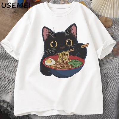 Ramen Kočka Tričko Milovník Koček Tričko Kawaii Kreslené Bavlna Krátký Rukáv Trička Dětské Oblečení Tričko Topy
