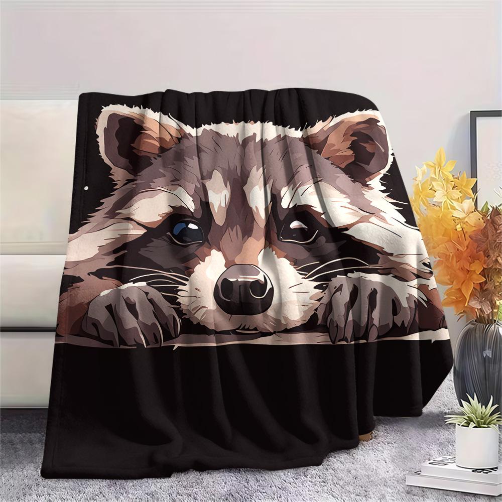 

Raccoons Print Flannel Blanket, High quality Comfortable for All Seasons, Home Decor, Warmth and Comfort, Perfect for Christmas Gifts 80cm x 120cm